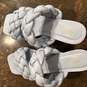 Elegant Light Blue Braided Sandals